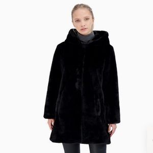 Sebby faux fur hooded coat, size medium, new